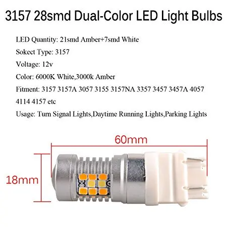Высокая Мощность 28-SMD 3157 Dual-Цвет горки светодиодный лампы для спереди поворотов светильник
