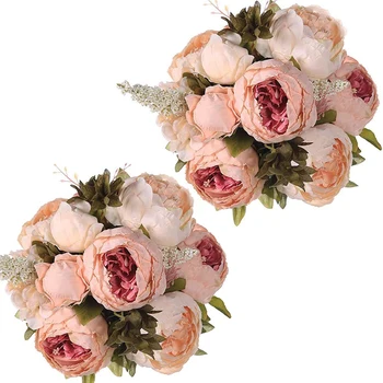 

2 Bouquets Vintage Artificial Peonie for Wedding Bridal Home DeCor Beautiful Floral Centerpiece Arrangement Decoration