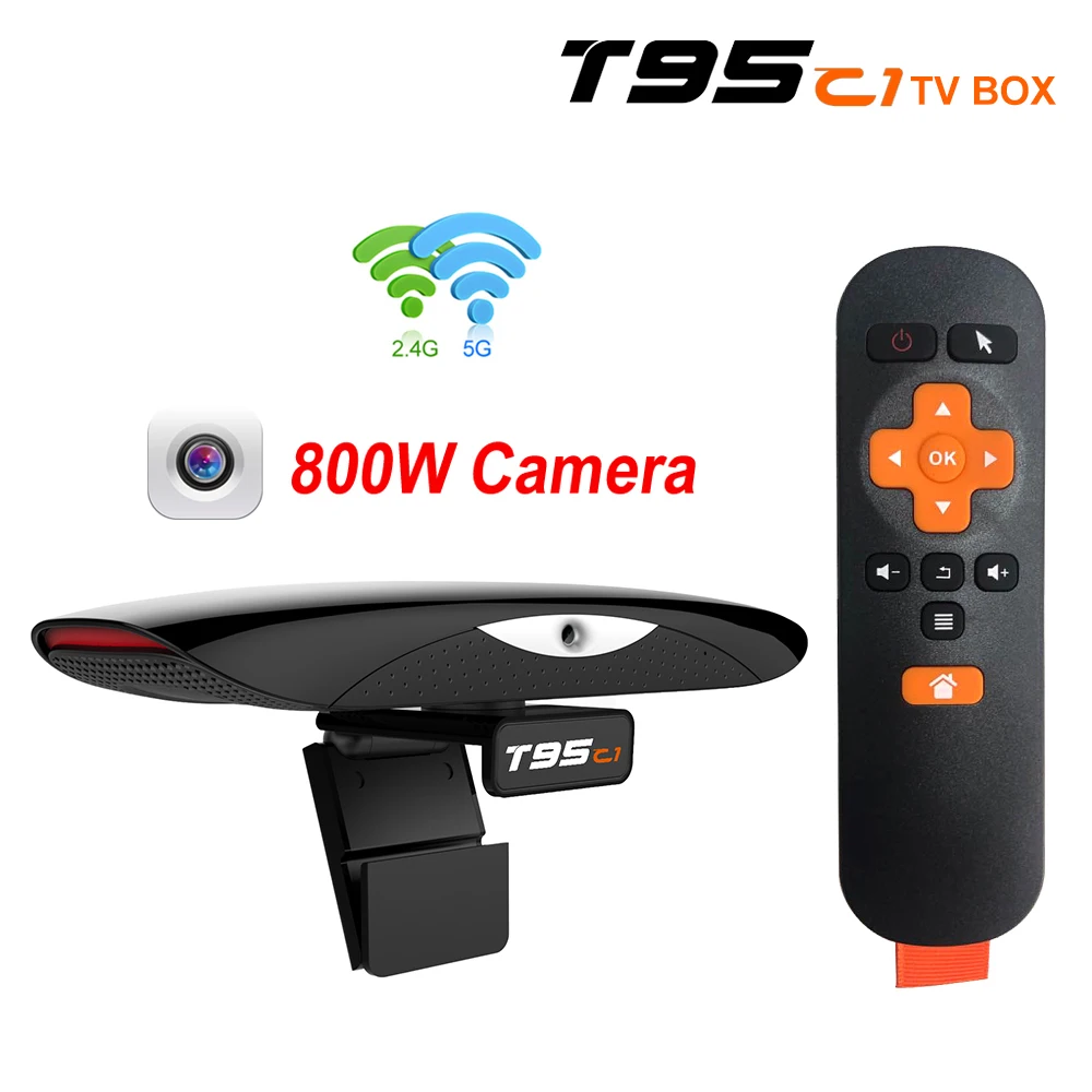 5 шт. T95C1 2 ГБ 16 800 Вт pixel Camera TV BOX Android 9 0 Smart 4 & 5G Wifi 100 м поддержка 1080P 4K Youtube