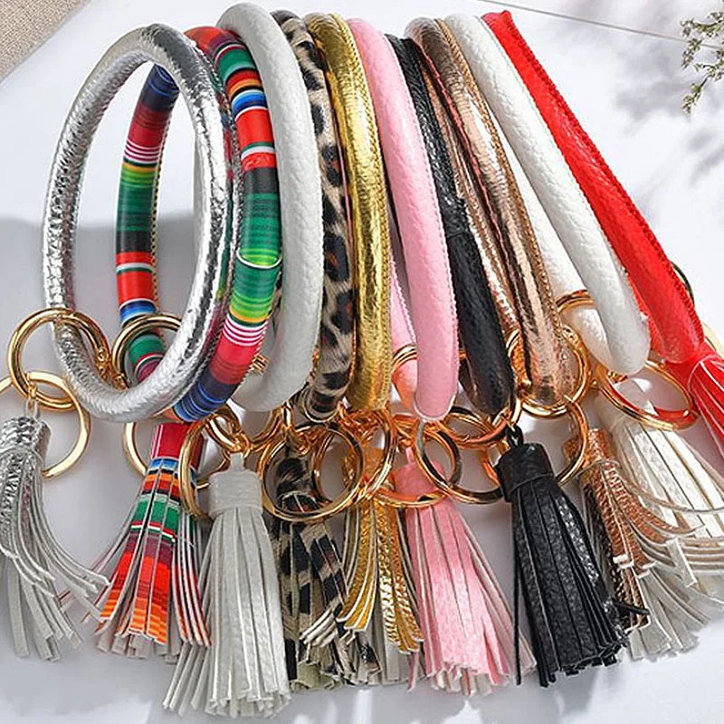 

Wrist Keychain Women Silicone Bracelet Keychain Snake Leather Bracelet Charm Hand Bag Keyring Boyfriend Gift Pendant For Girls