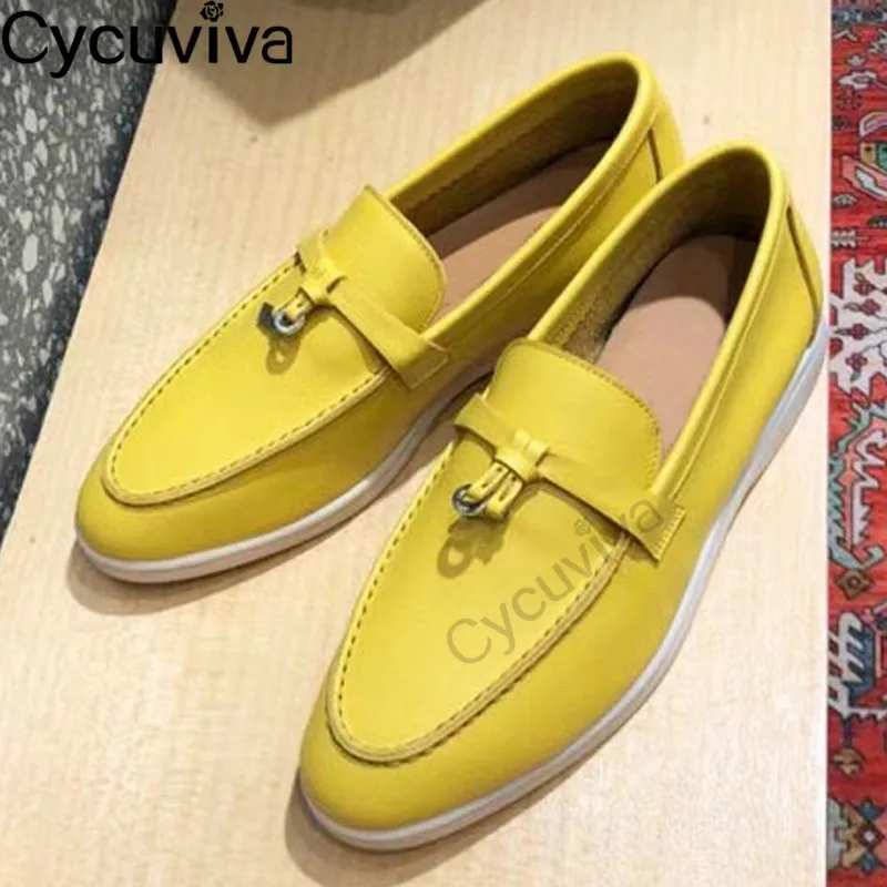 

Hot Sale Leather Loafers Shoes for Women Round toe Rubber sole Casual Comfortable Flat Shoes Multicolor Formal Brand Walk Shoes