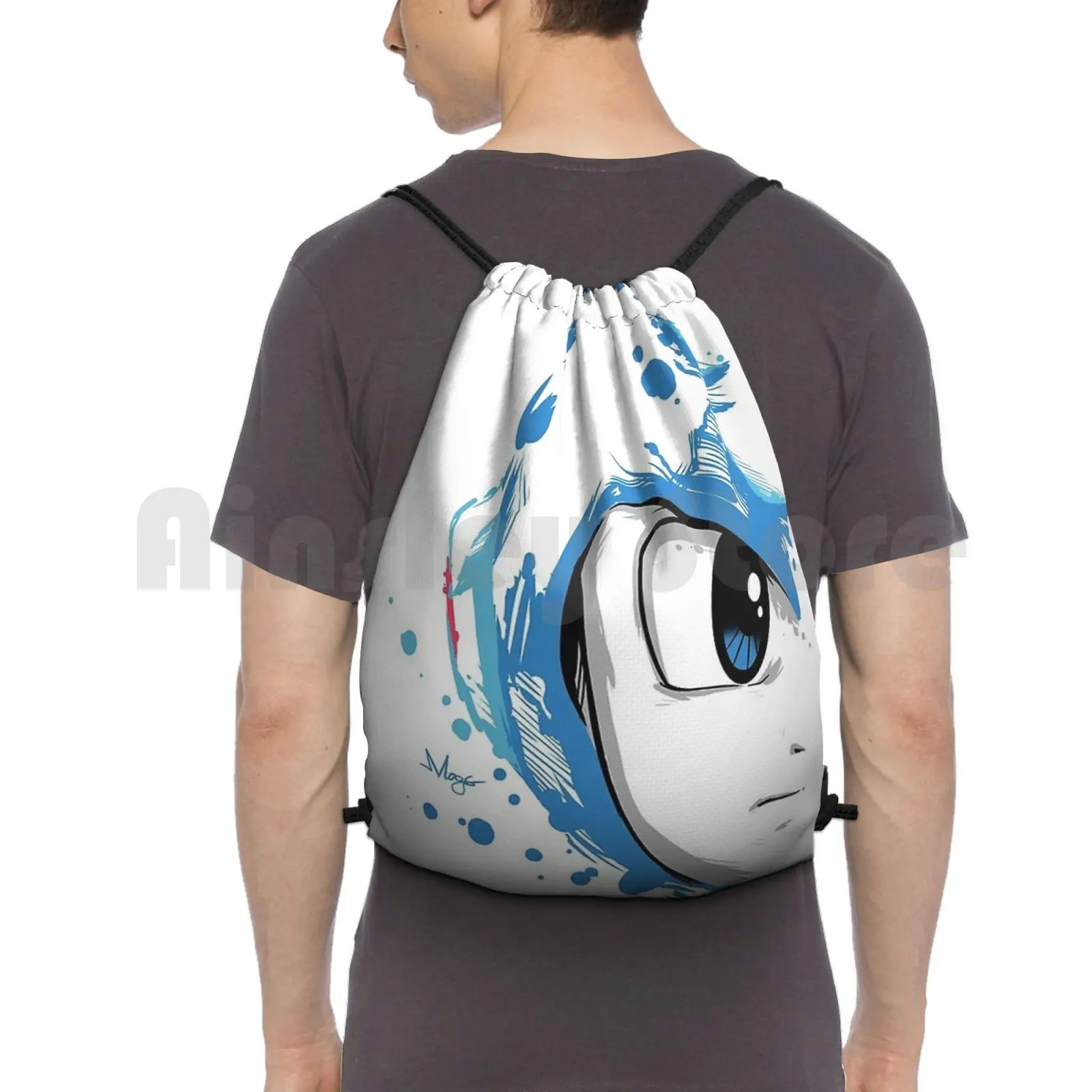 Megaman Zaino Borse Con Coulisse Borsa Da Palestra Impermeabile Megaman Nintendo Fashion New York Ny Pattern London Paris France Band