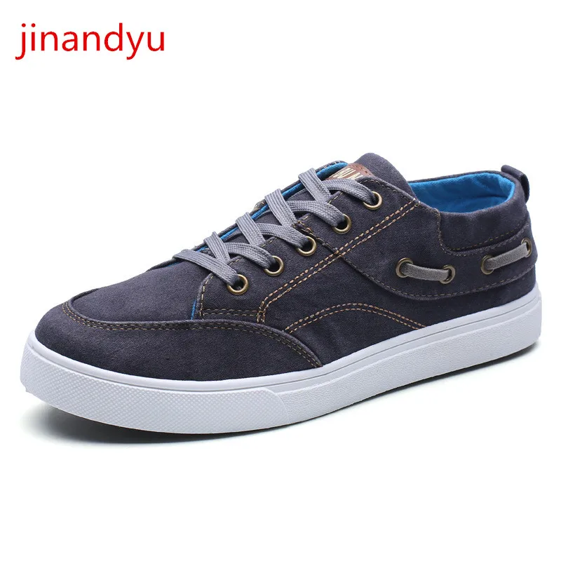

Jeans Canvas Shoes Men Flats Sneaker Mens Shoes Casual Men Sneakers Lace-Up Grey Black Casuales Breathable Sport Shoes for Man