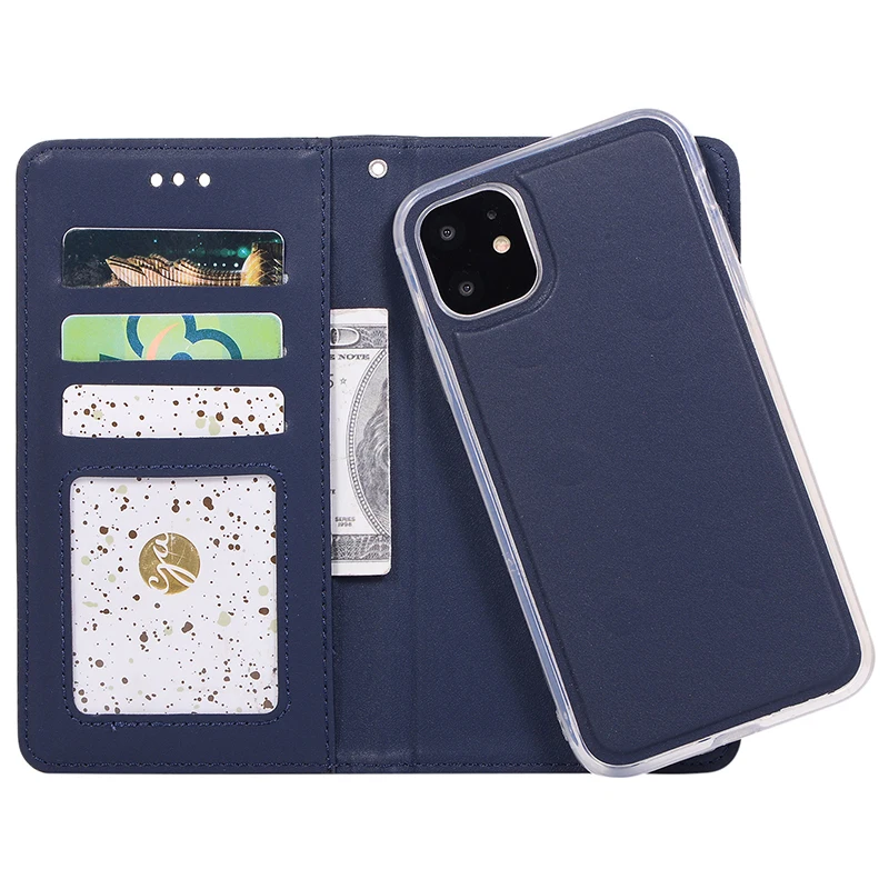 

Detachable 2 in 1 Magnetic Leather Wallet Case For iPhone 11 Pro Max XS XR X 8 7 6 6S Plus Retro Removable With Card Slot Cover