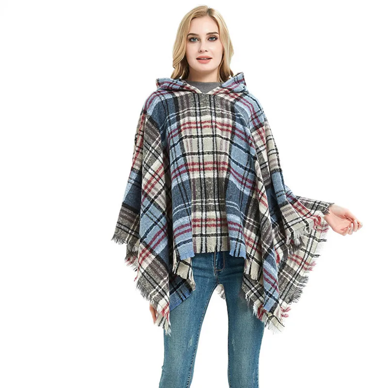 

New Women Cloak Autumn Winter Warm Hooded Ponchos Shawl Women Scarf Lady Wraps chalas de verano mujer