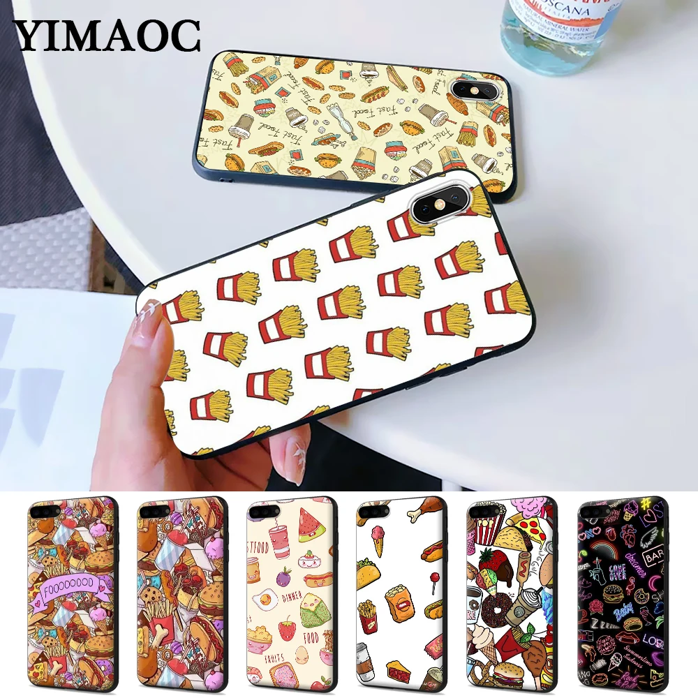 

Fast food burger fries Silicone Case for iPhone 5 5S 6 6S Plus 7 8 X XS Max XR