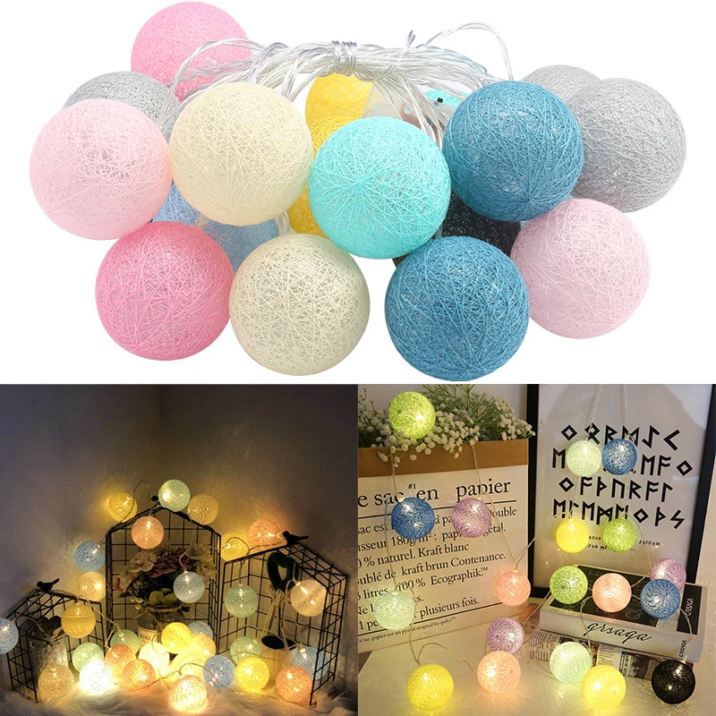 LED Cotton Ball Creativity String Lights Christmas Fairy Lighting Strings for Outdoor Holiday Wedding Xmas Party Home Decoration