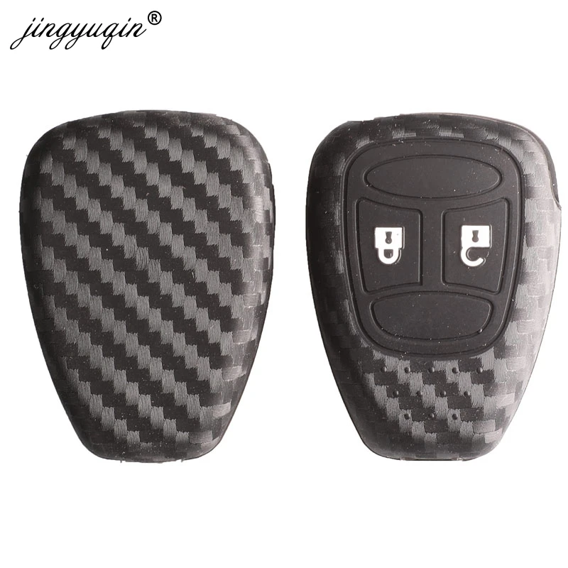 Jingyuqin, 2 кнопки, карбоновый чехол для ключей Chrysler 300 PT Cruiser Sebring Dodge caliber Nitro Jeep Compass Liberty, пульт дистанционного управления Fob