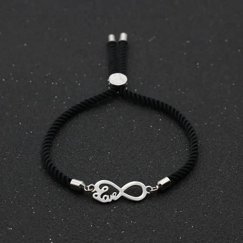

Cute Bear Adjustable Red Thread Rope Couples Bracelet Simple Stainless Steel Lucky Digital 8 Charm Bracelets Friendship Jewelry