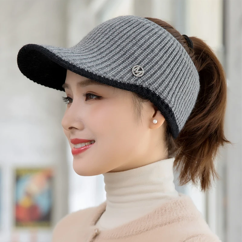 CNTANG 2021 Hats For Women Autumn Winter Sports Empty Top Caps Female Knitted Warm Baseball Cap Fashion Running Golf Sun Hat blank baseball caps