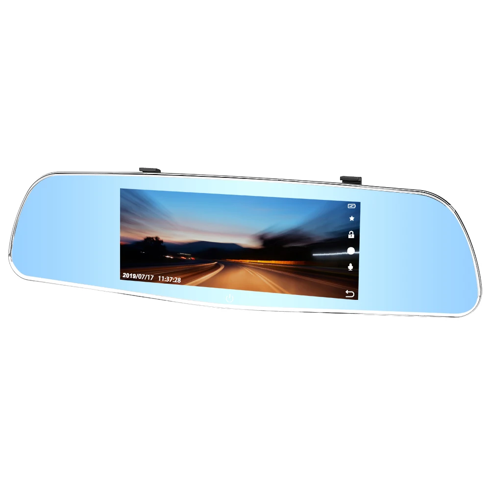 Carrmovil 7 дюймов Full HD ips Сенсорный экран автомобиля Зеркало заднего вида Камера Автомобильный видео Регистраторы Двойной объектив Dash Cam Автомобильный регистратор DVR
