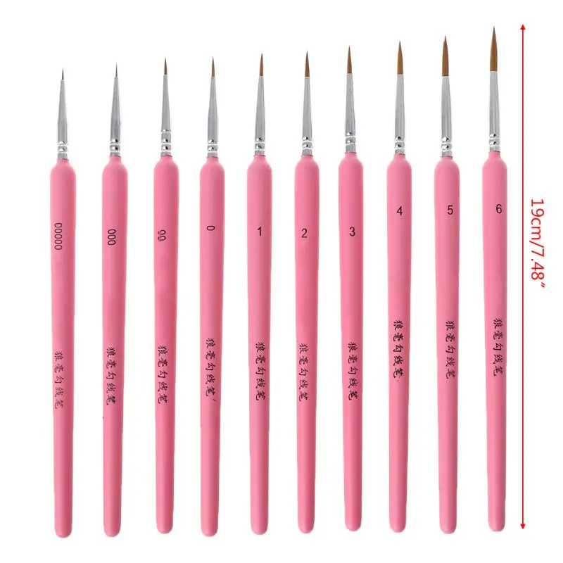 10Pcs/set Wolf Hair Hook Line Pen Fine Paint Brush Pen Set Artist Watercolor Acrylic Painting Brush Art Drawing Supplies 4