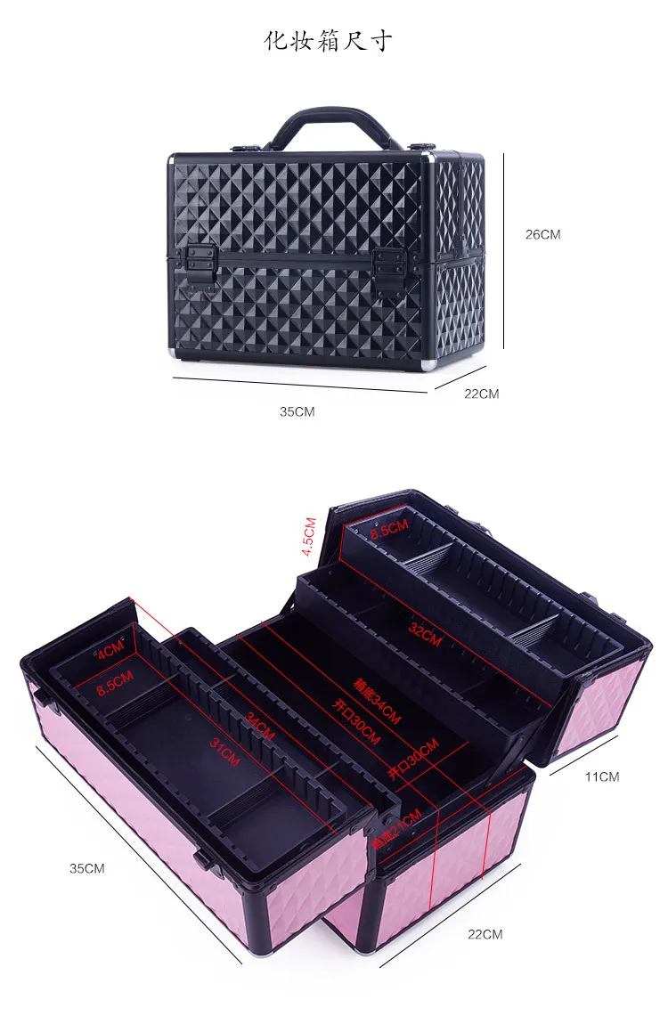 Профессиональный макияж, коробка большой емкости алюминиевый сплав чемодан макияж художника косметичка коробка высокого качества портативный чехол для косметики