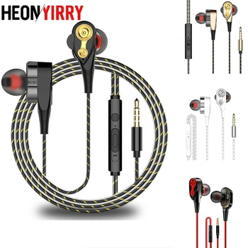

Wired Earphone High Bass Dual Drive Stereo 3.5mm In-Ear Earphones With Microphone Computer Earbuds For Mobile Phone