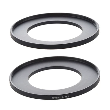 

2 Pcs Black Camera Filter Lens Step Up Ring Adapter, 1 Pcs 49Mm-72Mm & 1 Pcs 49Mm-77Mm