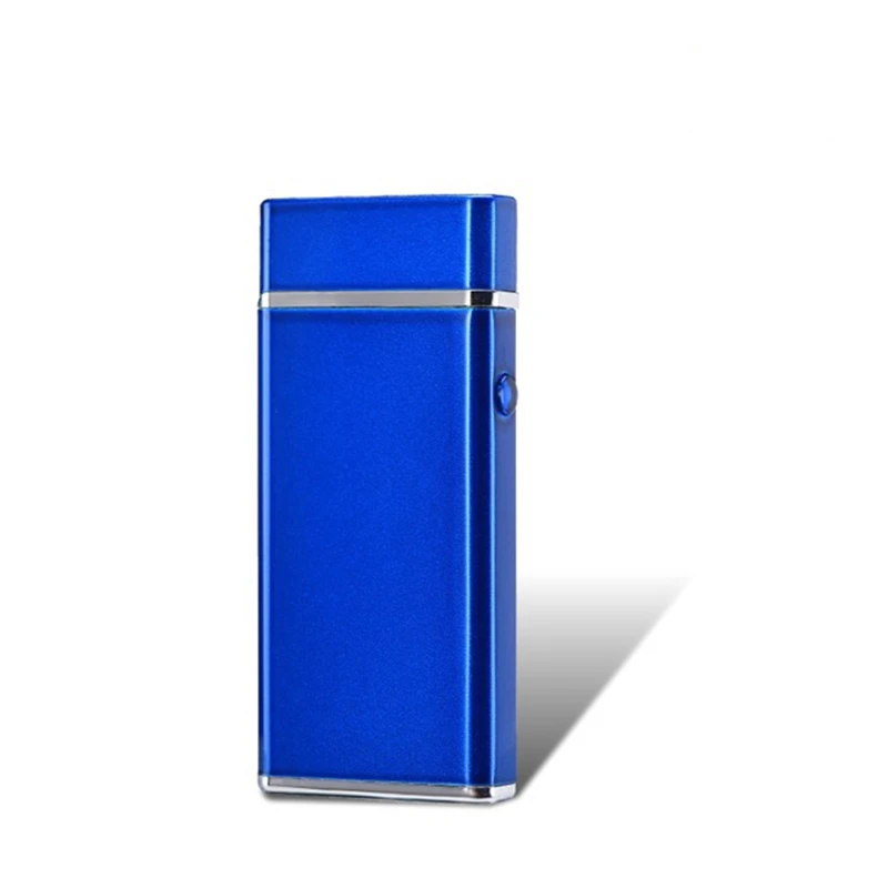 Blue Ветрозащитные беспламенные электрические зажигалки импульсная двойная дуга электронная сигаретная Зажигалка USB зарядка плазменная зажигалка аксессуары для курения - Цвет: Blue