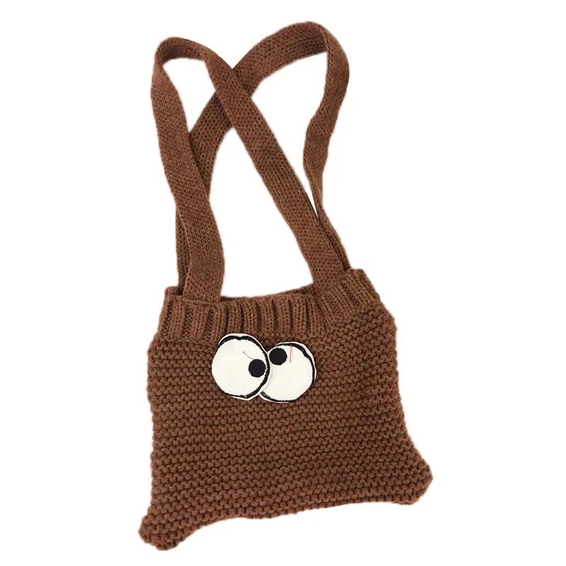 Детская вязаная сумка Корейская мультяшная сумка-мессенджер с большими глазами