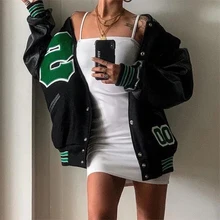 

2021 Spring And Autumn Vibe Style Baseball Uniform New Bomber Jacket For Women Fashion Retro Clothes Streetwear Oversized Coat