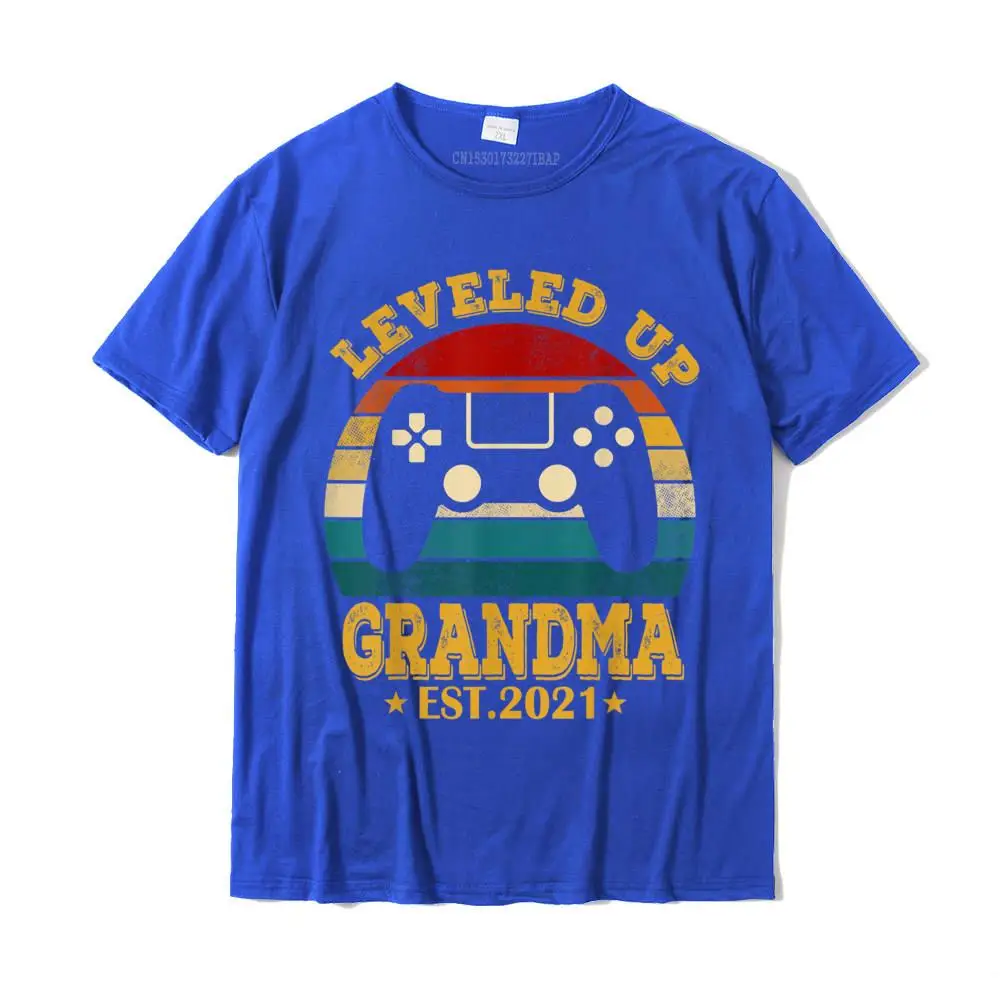 Casual 100% Cotton Casual Tops T Shirt Fashion Short Sleeve Men's T-shirts Group Summer Fall Tee-Shirts Crewneck Leveled Up To Grandma Est. 2021 Promoted To Grandma Gift T-Shirt__MZ23571 blue