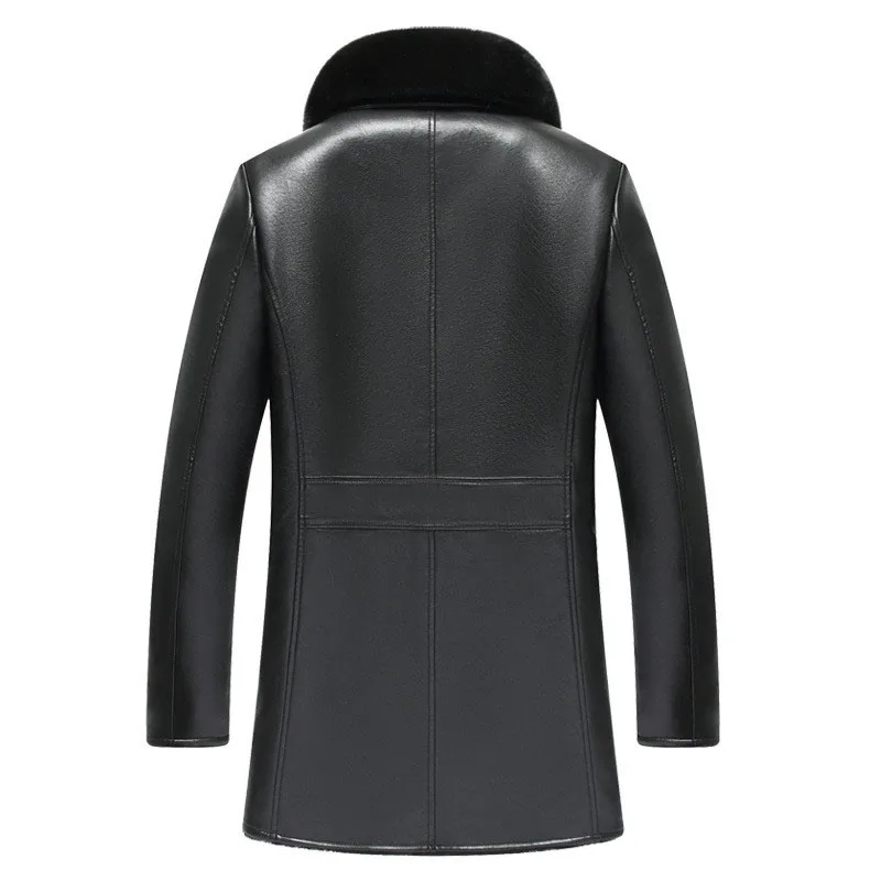 Blog Leather Jacket 2019 Winter Fur Coat Men Detachable Fur Collar Steam Punk Warm Thick Overcoat Plus Size Clothes Veste Cuir Homme