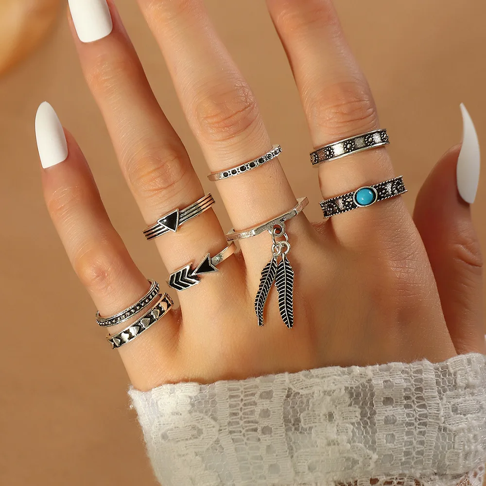 8 шт./компл. винтажный Набор геометрических колец в форме стрелы для женщин с