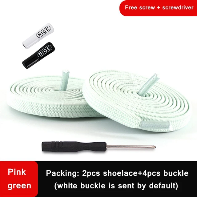 1 Pair No Tie Shoelace Elastic Shoelaces Leisure Sneakers Quick Flat Shoelaces Lazy Shoe Laces Nice Buckle Kids and Adult Unisex Pink green