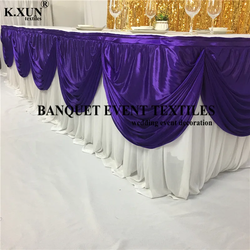 21' POLYESTER PLEATED TABLE SKIRT RED skirting  Wedding Trade show 