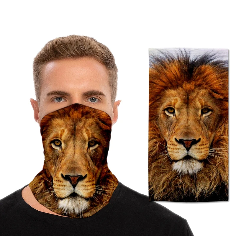 

King Lion Animals Print Fashion 3d Seamless Face Mask Motorbike Headwear Magic Scarf Outdoor Cycling Fishing Ski Hiking Bandanas