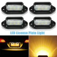 

4PCS License Plate Light 12V-24V 3000K Amber 6 LED Tag Lights Step Footwell Lamp Boat Truck Lights Waterproof Super Bright Bulbs