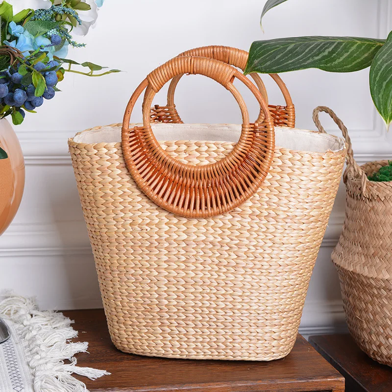 Realer Handbags Woven Straw Bag Women Summer Beach Bags for Travel Handmde Rattan Ladies Luxury Design 2020 Bohemia |