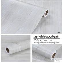 Gray White Embossing Wood Grain Stickers Wardrobe Cabinet Table Furniture Renovation PVC Self-Adhesive Waterproof Wallpaper