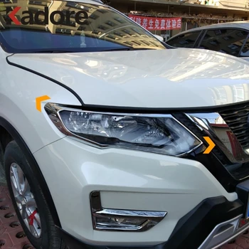 

For Nissan X-TRAIL Rogue 2017 2018 2019 2020 Car Styling Front Headlight Cover Trim Frame Sticker Exterior Accessories Styling