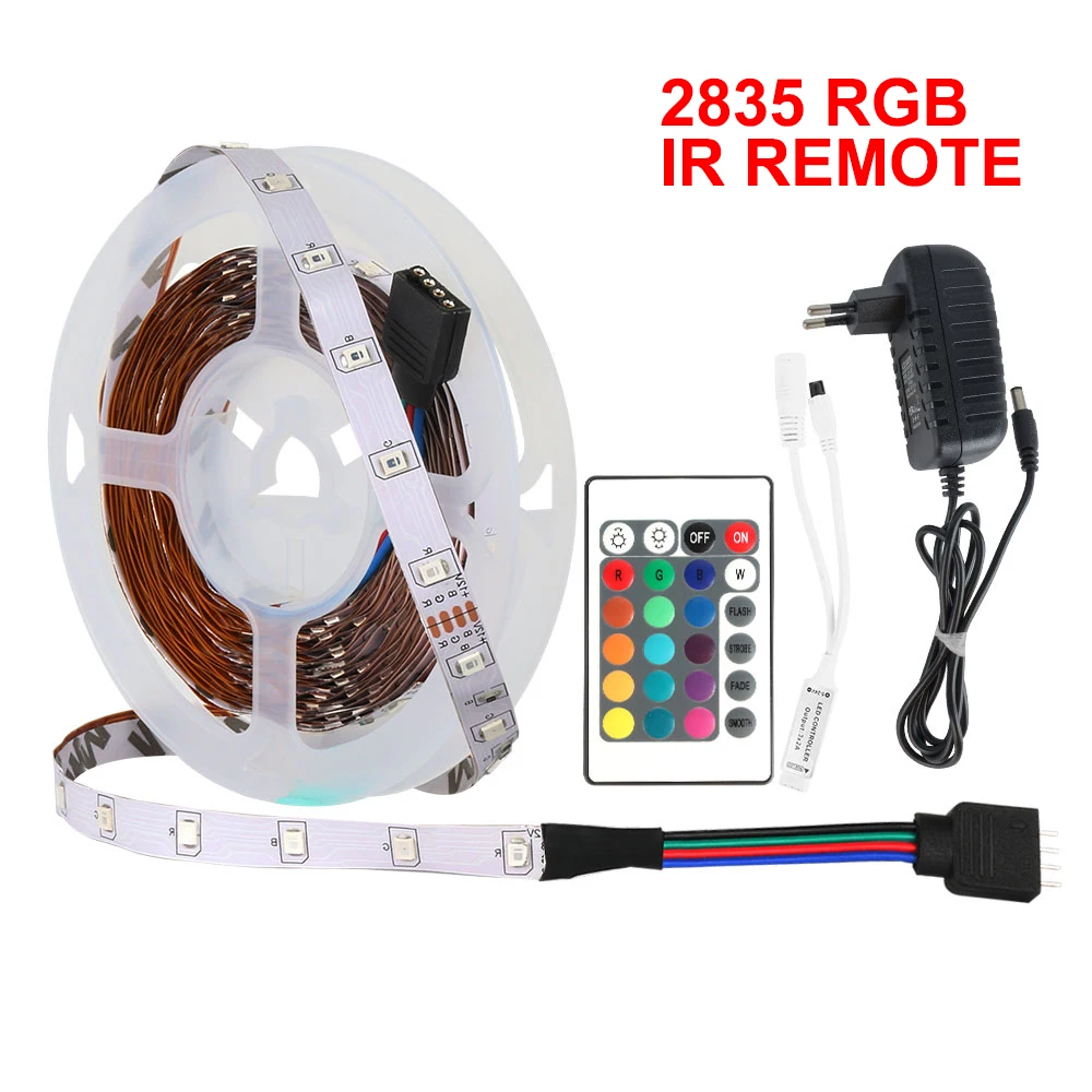RGB Светодиодная лента светильник SMD 2835 5 м Водонепроницаемая RGB лента 12В лента Диодная Светодиодная лента s светильник Гибкая полоса лампа ИК wifi контроллер - Испускаемый цвет: 5m RGB-IR Controller