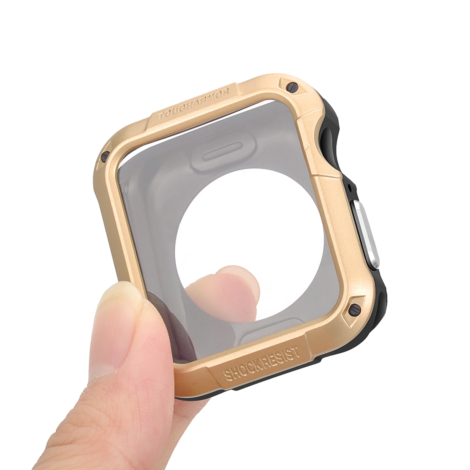 Прочный защитный чехол на весь экран для Apple Watch 42 мм 38 мм 40 мм 44 мм чехол со встроенным экраном для iWatch5 4 3 2 1 - Цвет ремешка: gold