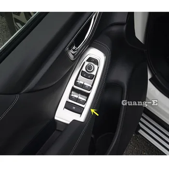 

For Subaru Forester 2018 2019 2020 Car ABS Silver Door Window Glass Panel Armrest Lift Switch Button Trim Frame Molding 4pcs