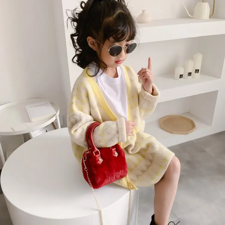 

Children mao rong bao 2020 New Style Korean-style Girls Baby Shoulder Bag Fashion Velvet Shoulder Handbag Bag