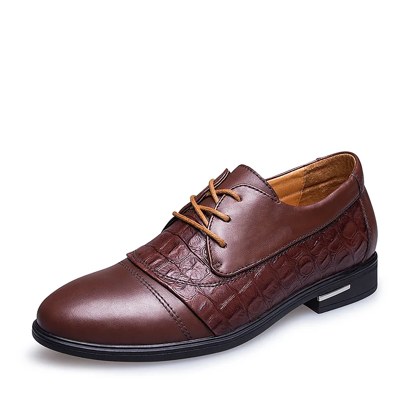 

New Dress Causal Shoes Leather Male Italian Classic Vintage Lace-up Men's Brogue Oxford Shoes Crocodile Hair Stylist Shoes *1327