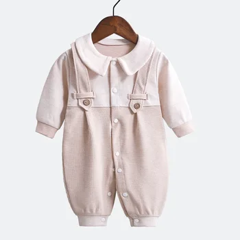 

Soft cotton on the door autumn spring long sleeve baby onesie for men and women baby lapel coat crawl baby clothes clothing