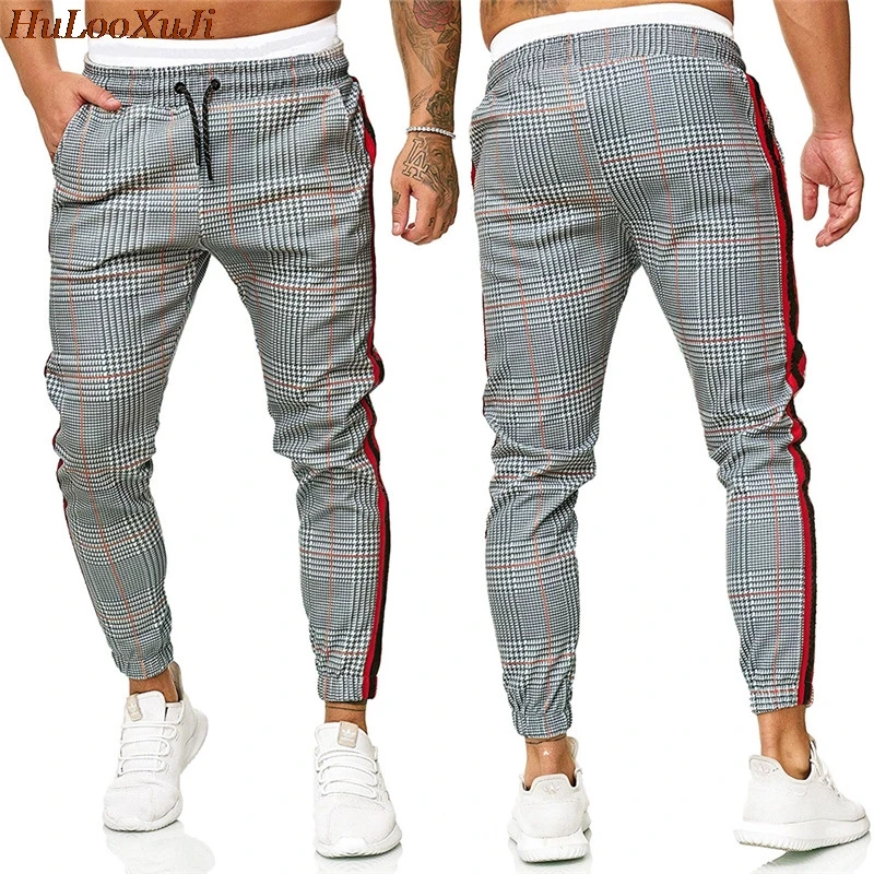 HuLooXuJi Штаны для Фитнес карандаш Штаны Slim Fit лямки комбинированная одежда в клетку; брюки для бега и детей постарше мягкие тренировочные Штаны нам Размеры: S-2XL