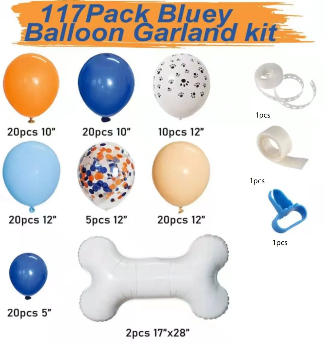 121Pcs Dog Paw Balloons & Bone Balloon Birthday Balloons Garland