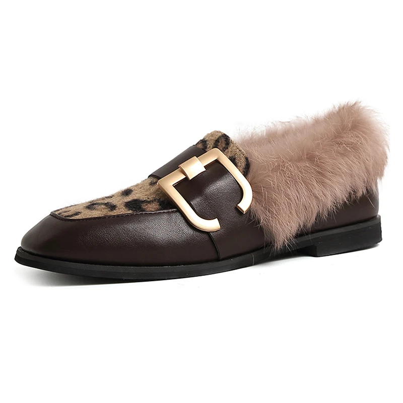 faux fur mule loafers
