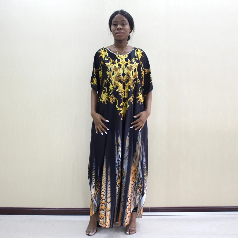 2019 африканская женская одежда Дашики Золотое Платье с принтом для ночного клуба плюс размер