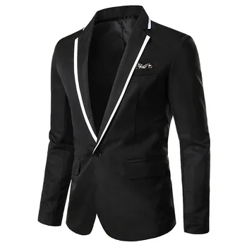 

Solid color neckline color-blocking men's suit