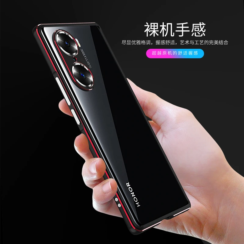 Bumper Case For Honor 60 Pro Luxury Aluminum Metal Phone Frame for Honor60 Pro Metal Protector Camera protective film Honor60
