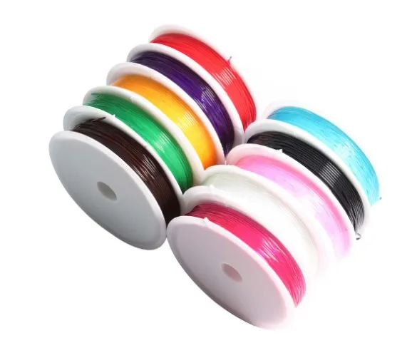 

10roll/lot Diy Crystal Beading Stretch Cord Round Elastic Line Dia 0.8mm mix random color For Jewelry Making String Thread