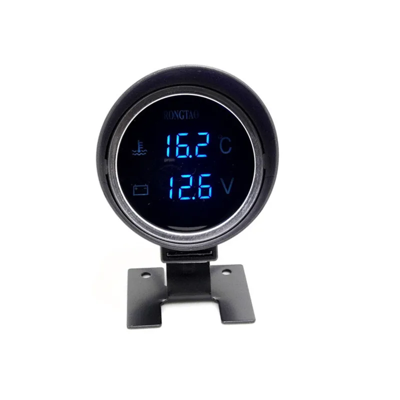 DC 12V/24V Car LCD Digital Voltmeter Water Temp Gauge Meter with Sensor Integrated Combination of Voltage and Water Temperature