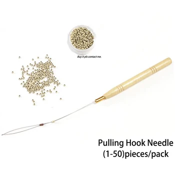 

Hot Selll Wooden Handle with Stainless Steel Threader 10pcs/lot Pulling Hook Needles for Loop Micro Rings Links Beads