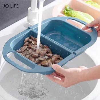 

JO LIFE Foldable Fruit Vegetable Washing Basket Strainer Colander Collapsible Hanging Plastic Drainer With Handle