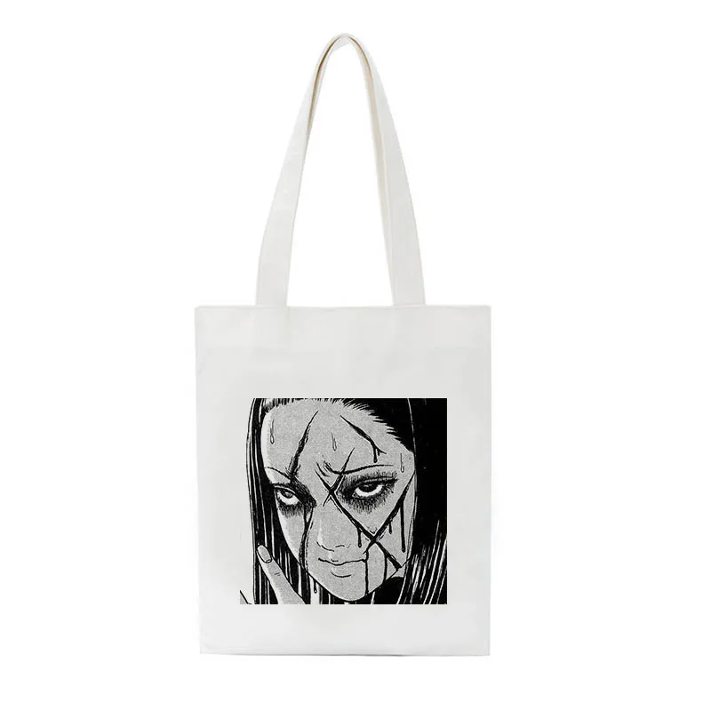 Canvas Bag Women Handbags Japanese anime Tomie female bag Harajuku gothic canvas bag horror cartoon large capacity shopper casual fashion shoulder