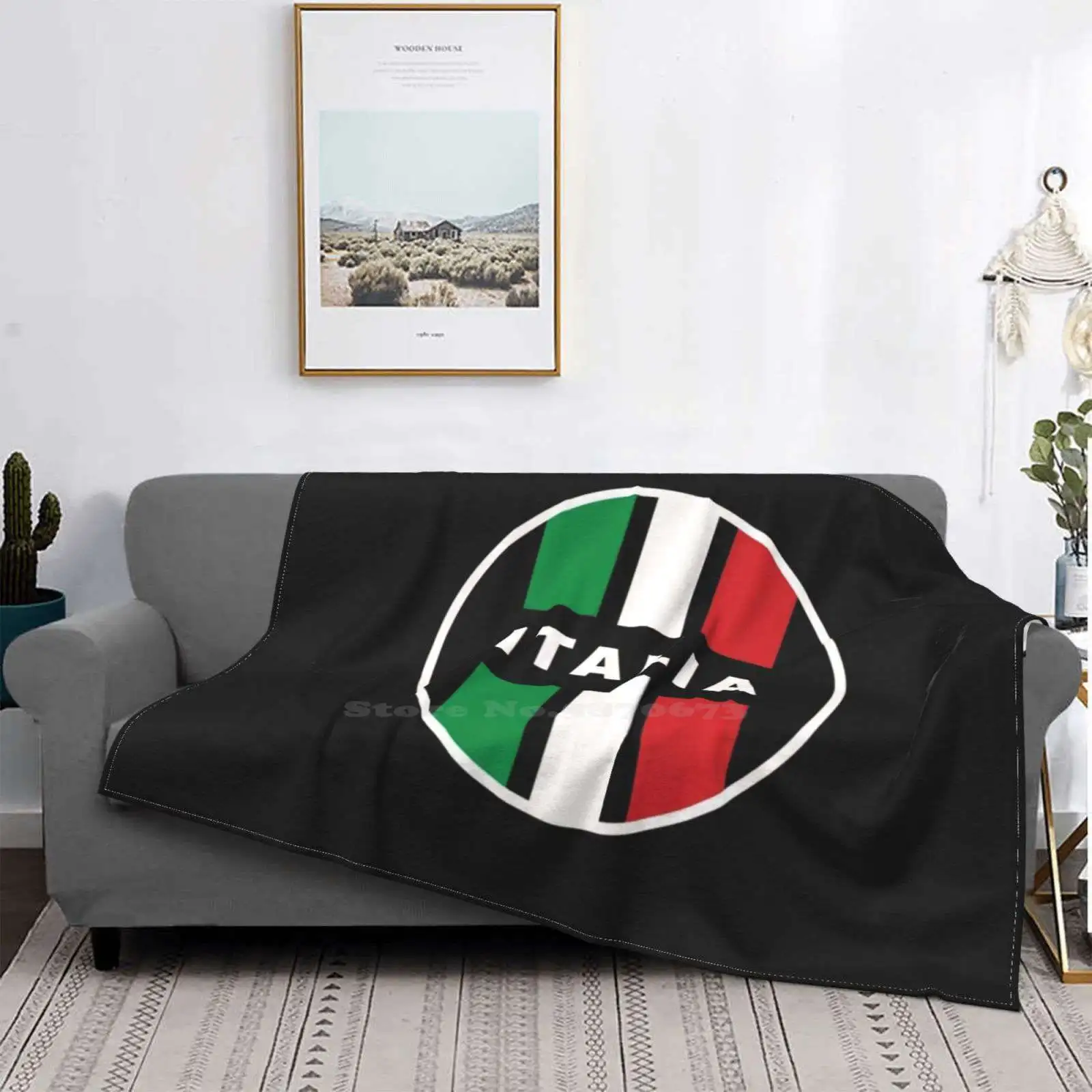 

Italia Racing Stripes No. 3 Circle Air Conditioning Soft Blanket Retro Vintage Old School Car Racing Muscle Sport Auto Green